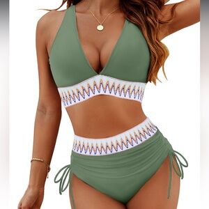 NWT Blooming Jelly Green High Waist Bikini Set Size S